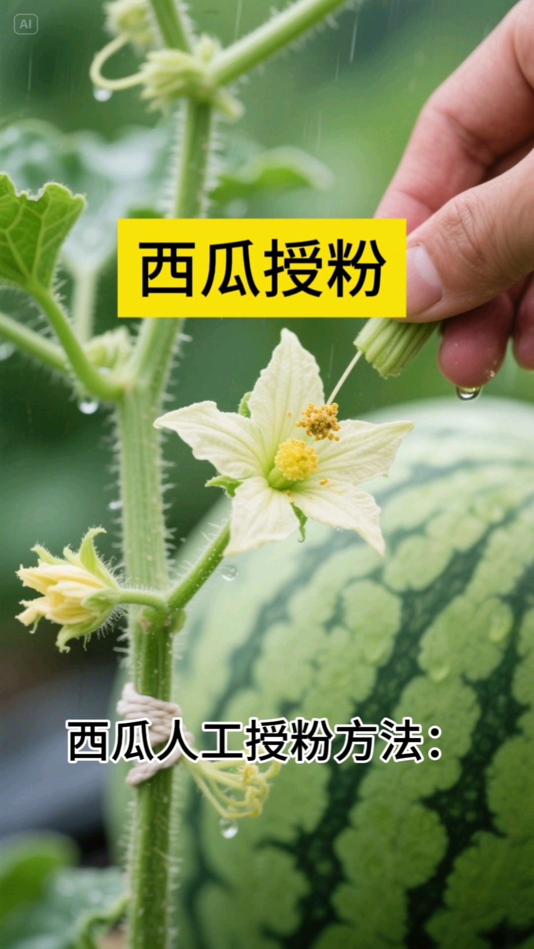 西瓜人工授粉方法