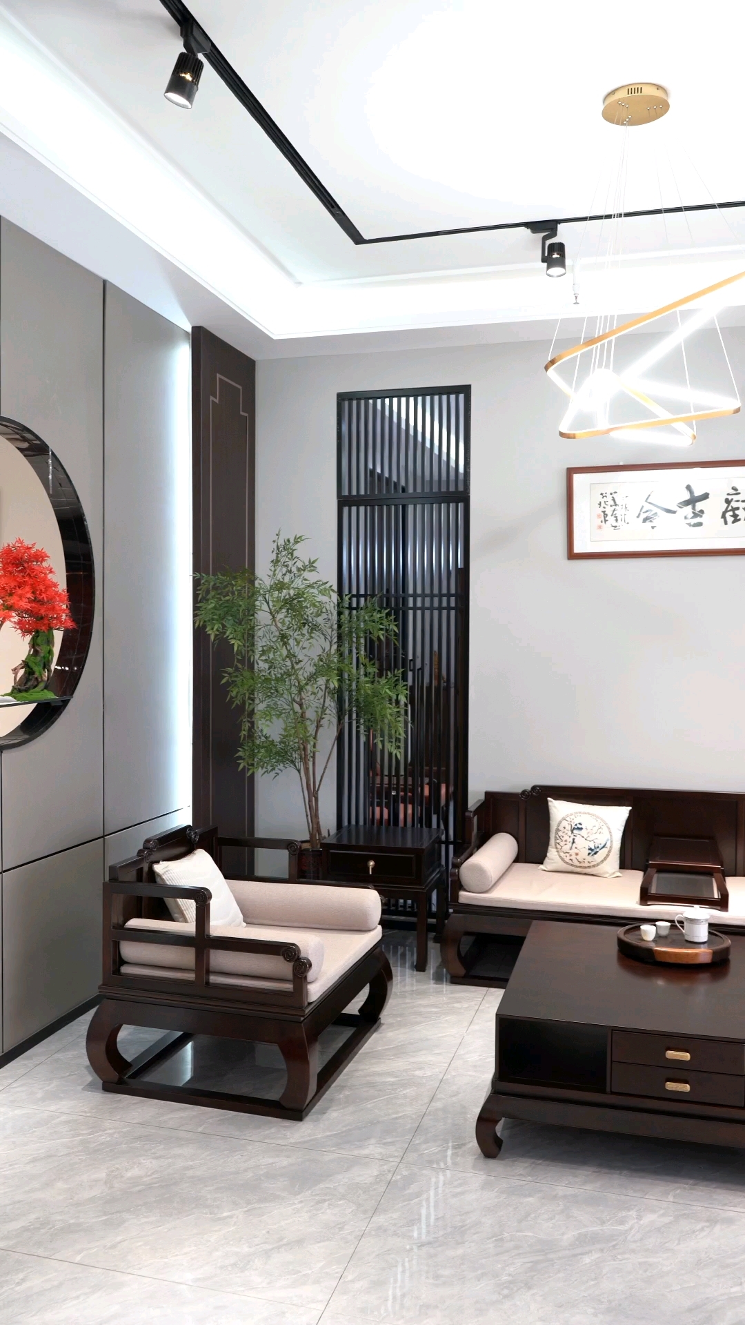 新中式沙发,自带靠山,四方八稳#沙发#实木沙发