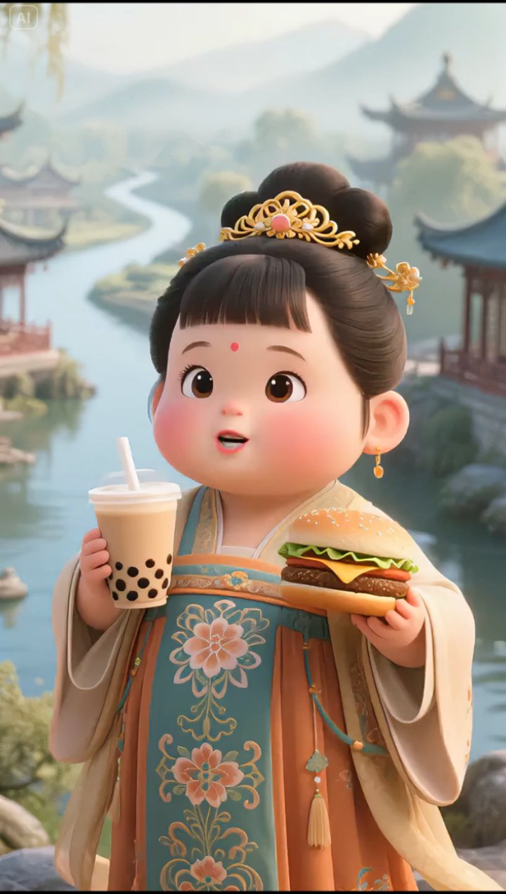 即梦ai#古风美女 #大唐胖妞 #古风搞笑视频制作使用即梦