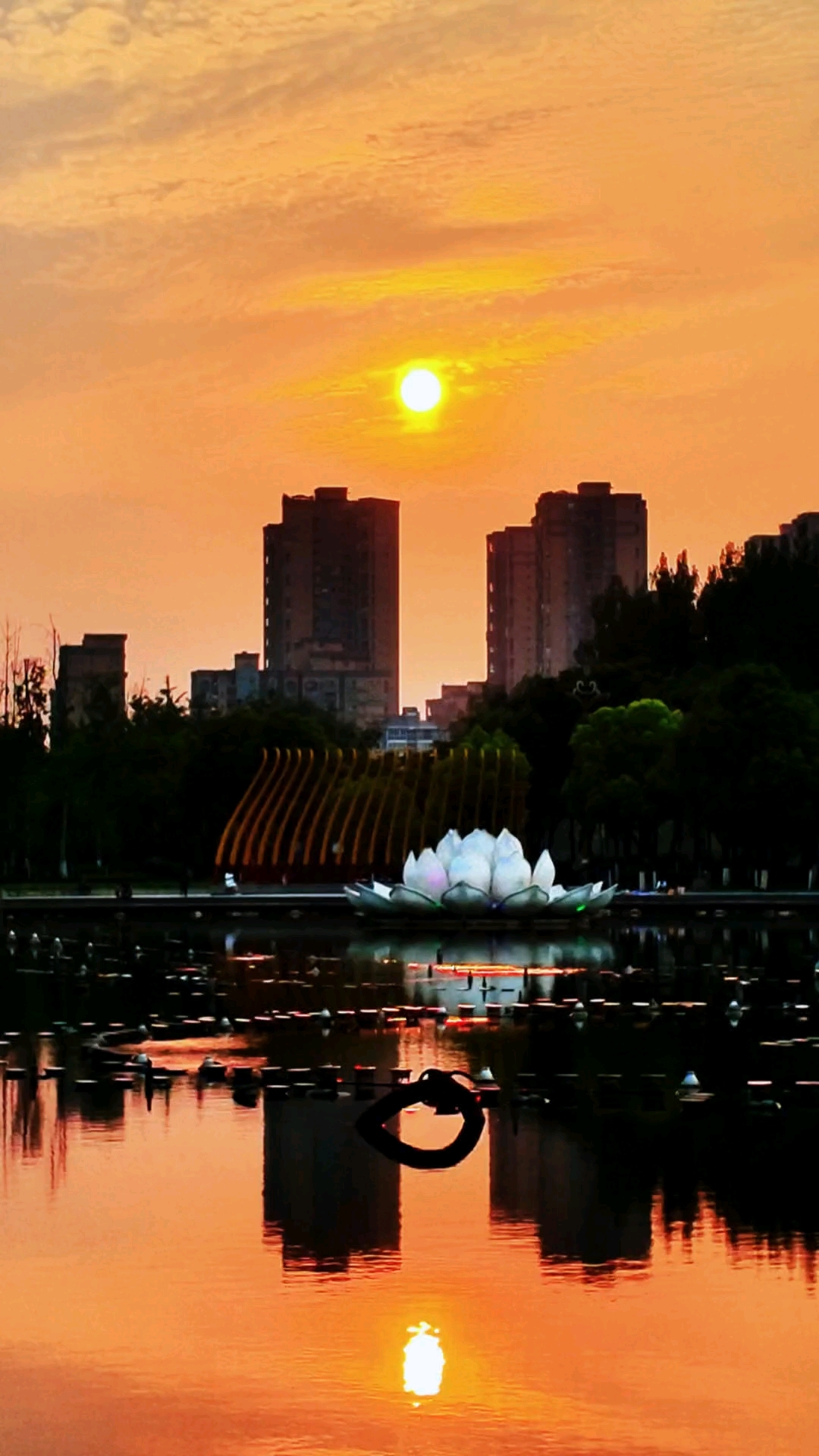 这里是广元,今日黄昏,夕阳映照如意湖