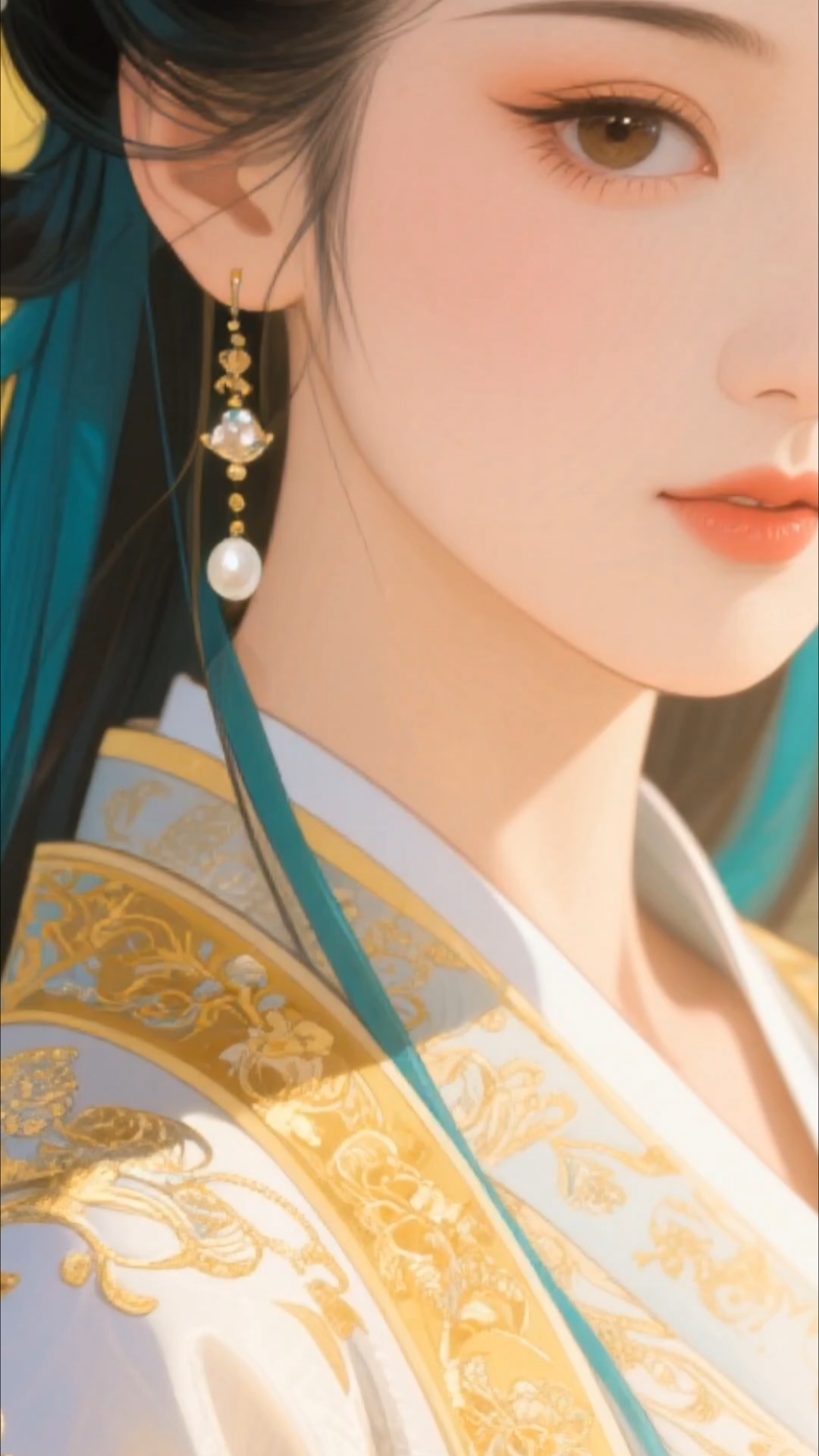 古风仙子手持花扇,美若天仙,梦回古代.桃之夭幺!