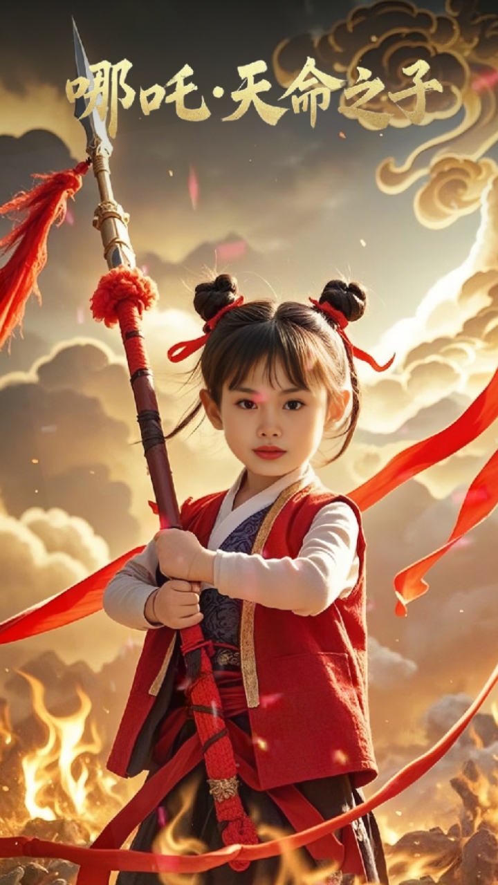 这好像真的是小时候的自己,扎两个丸子头.就是没有这两法宝