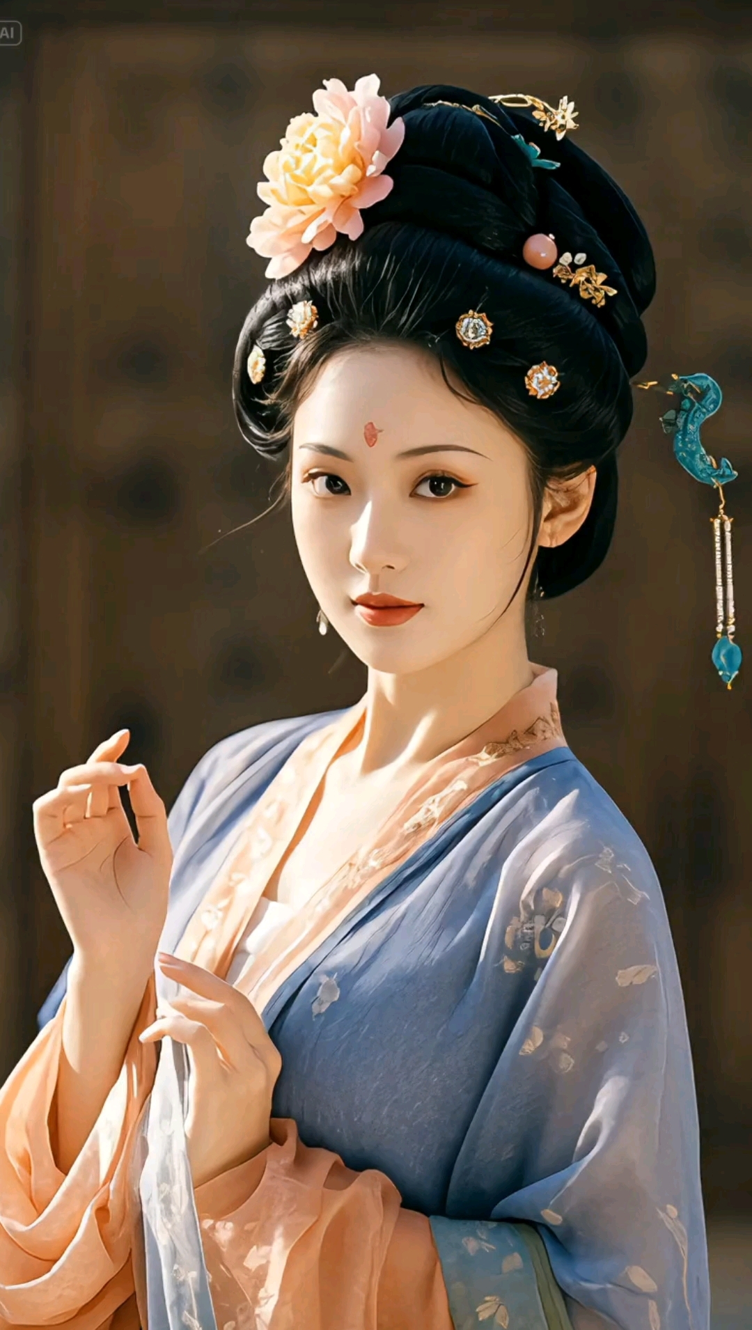 古风美女,花钿轻点,韵味十足