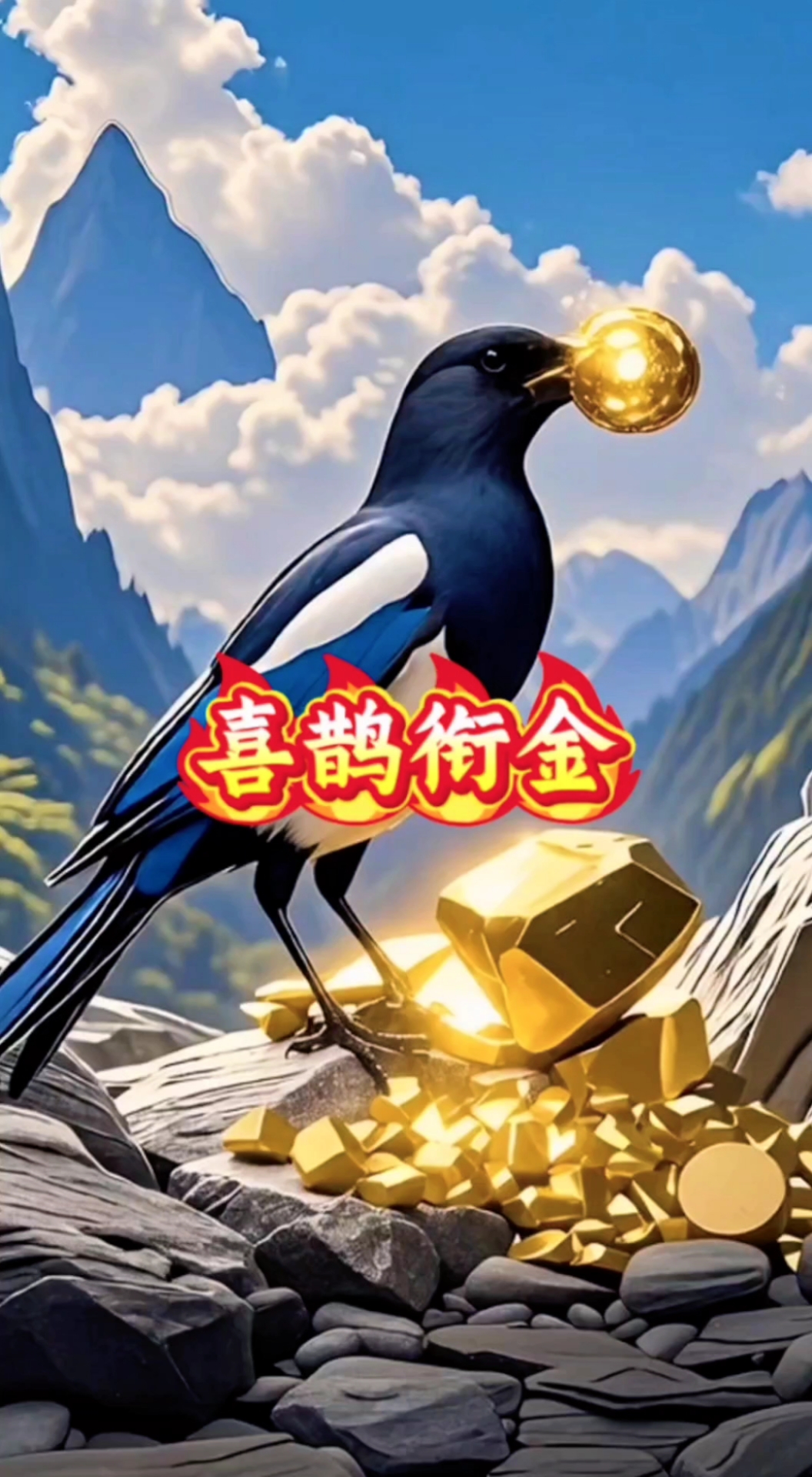 刷到这只叼金喜鹊,简直是敲门送财来了!愿它带来好运