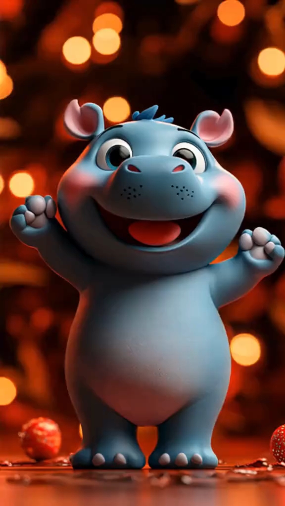 可爱的小河马在跳舞,真的太搞笑了