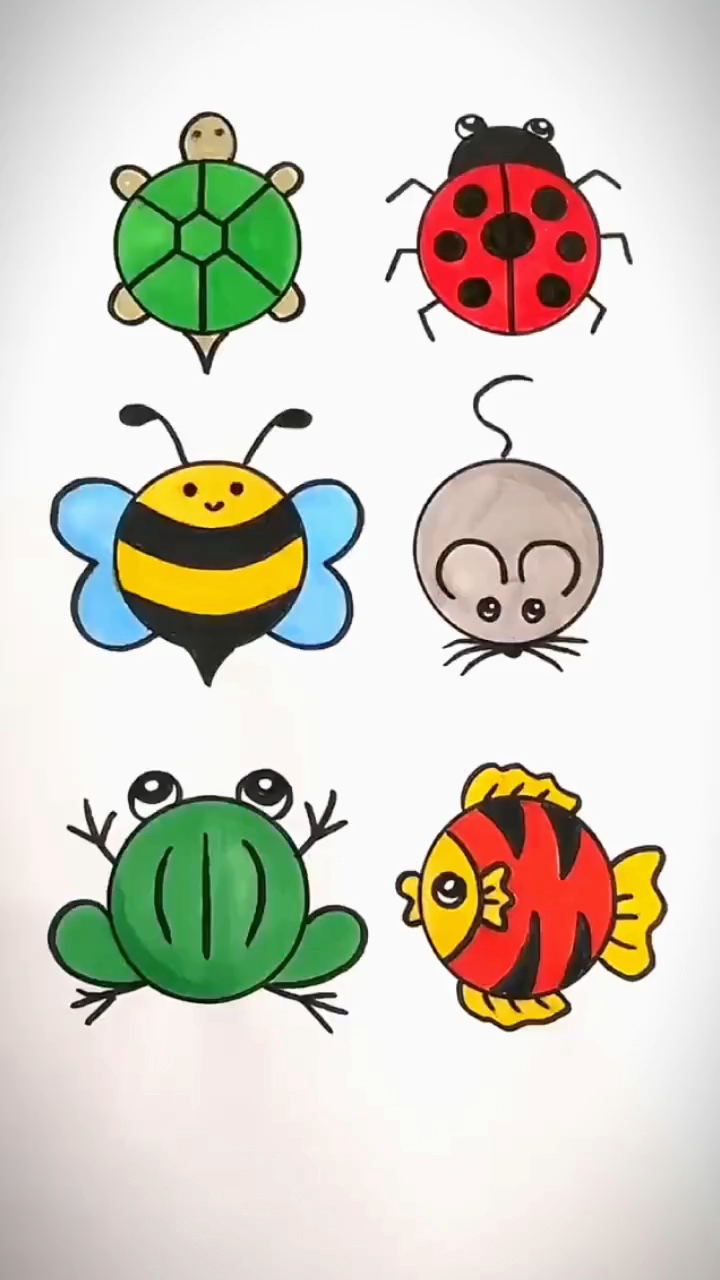 简笔画 不同的圆画出来的小动物#儿童简笔画#亲子简笔画