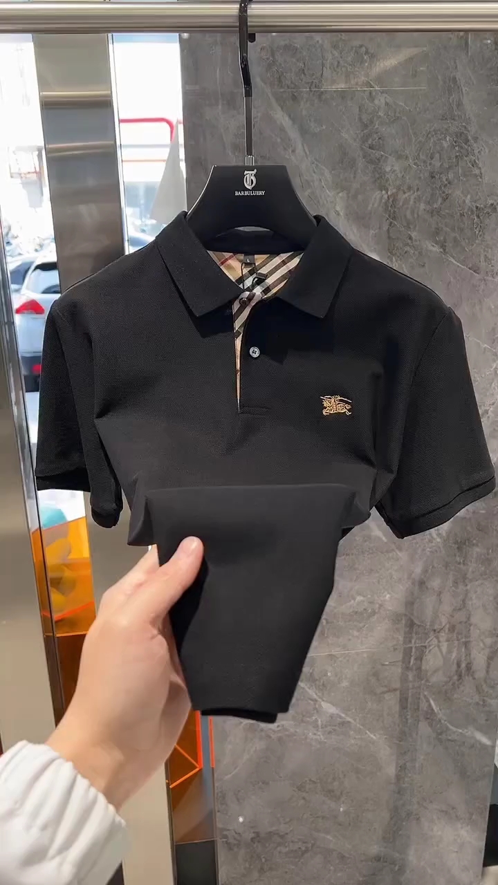 巴宝莉男士新款短袖polo衫