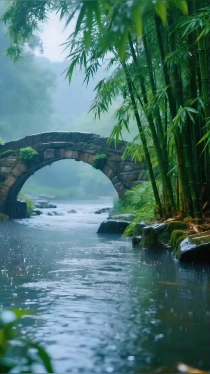 最美的治愈风景在雨中,听雨是宣泄,欣赏雨中竹林风景是解压