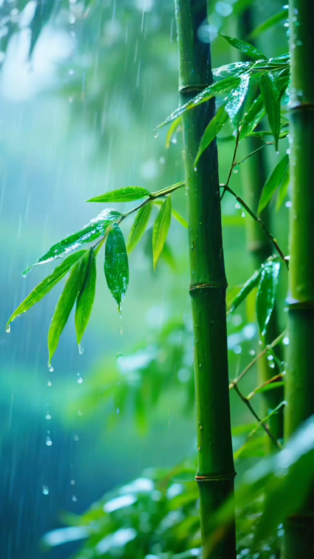治愈系风景,听雨赏竹,乡愁