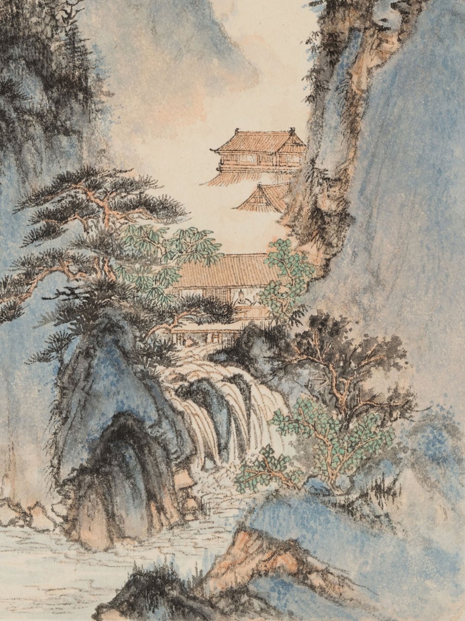 山水有清音 马龙青绿山水系列 纸本设色-65x35cm  #私享艺术