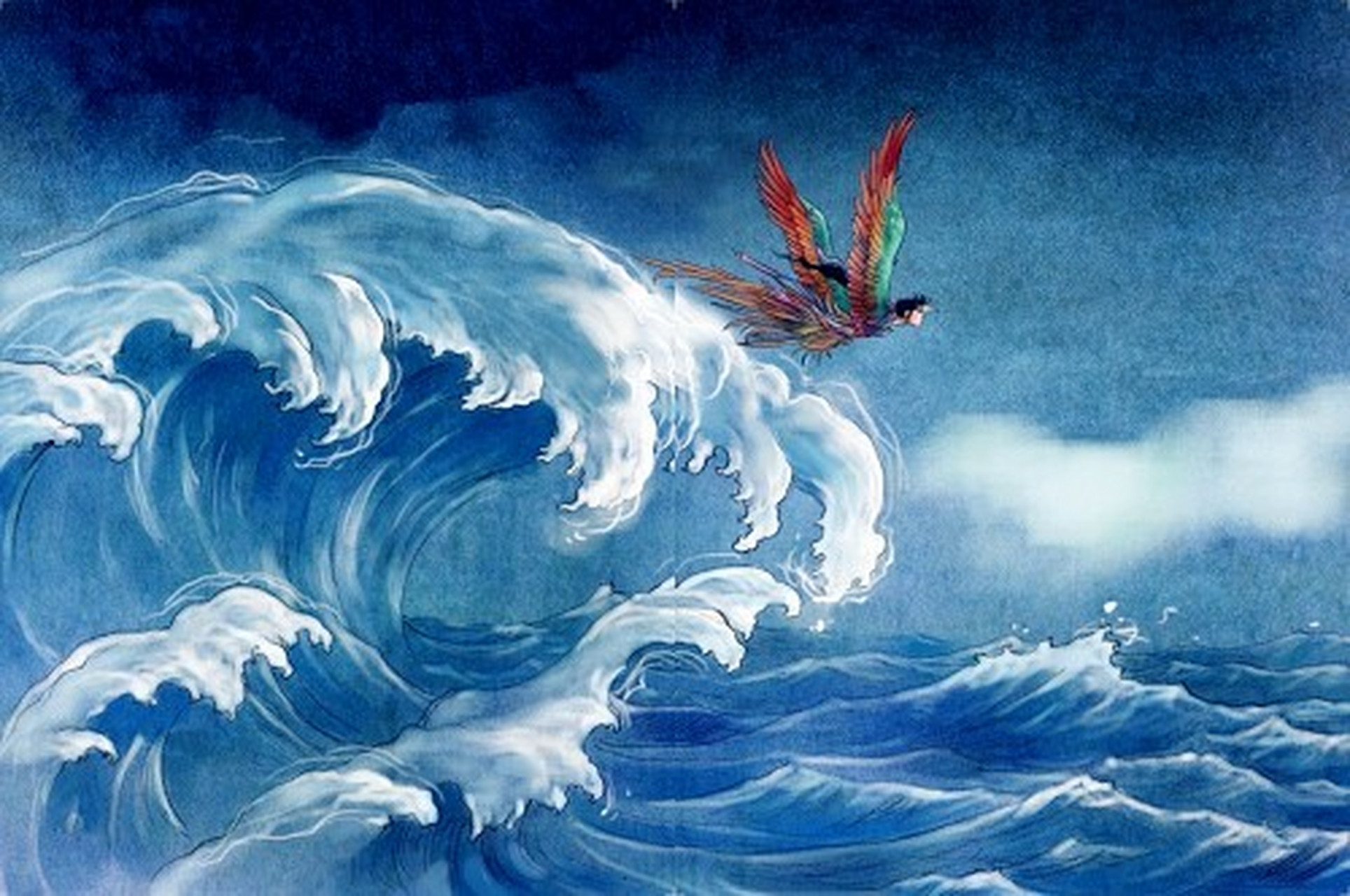 精卫填海 · 成语故事  相传:炎帝有个女儿名叫女娃,她性格开朗活泼