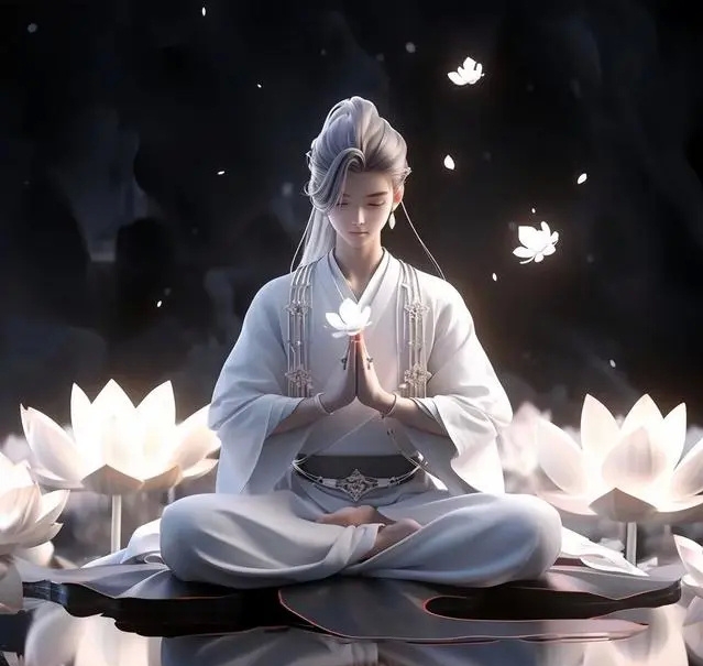 古风佛系莲花台祈福男生头像 ,莲花台上仙人坐,祈福挡灾世人安.