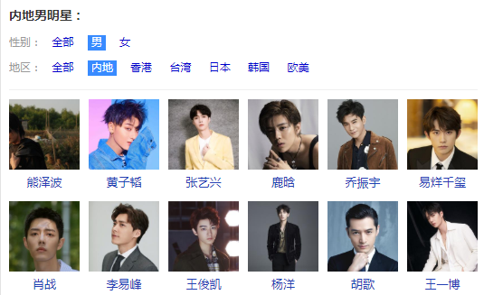 内地明星男排行榜图片