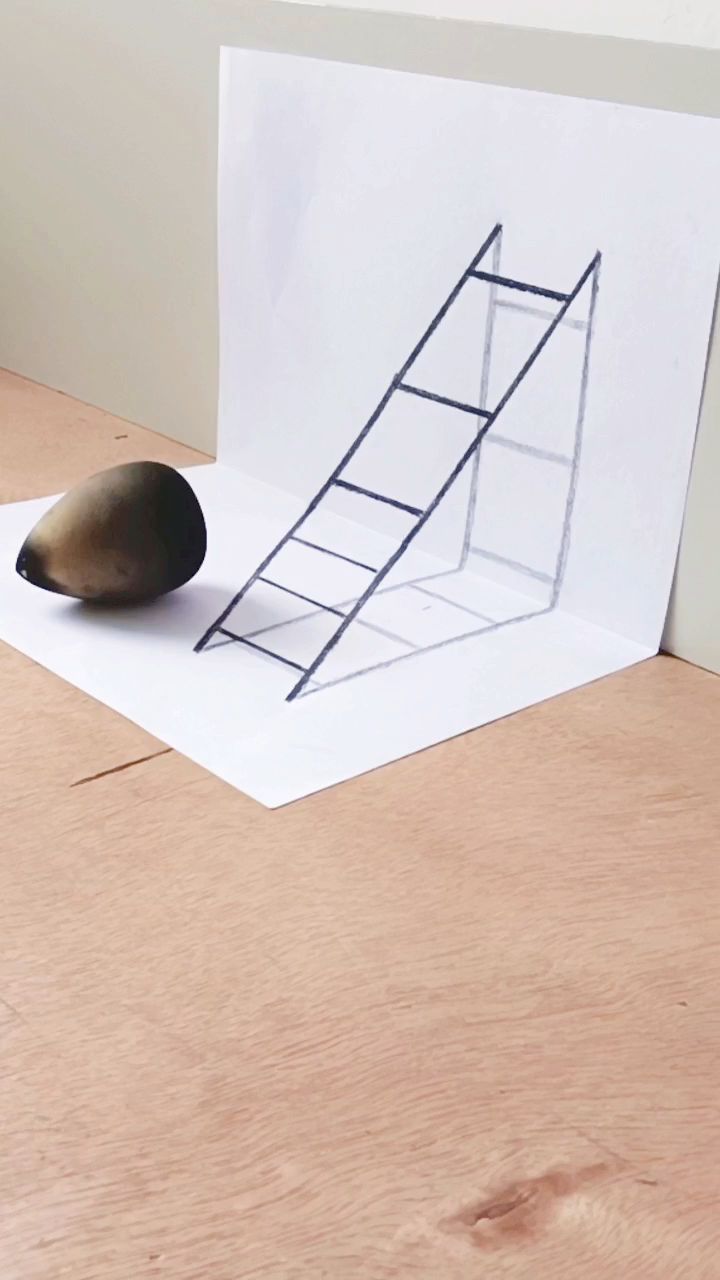 立体画简单一点梯子图片