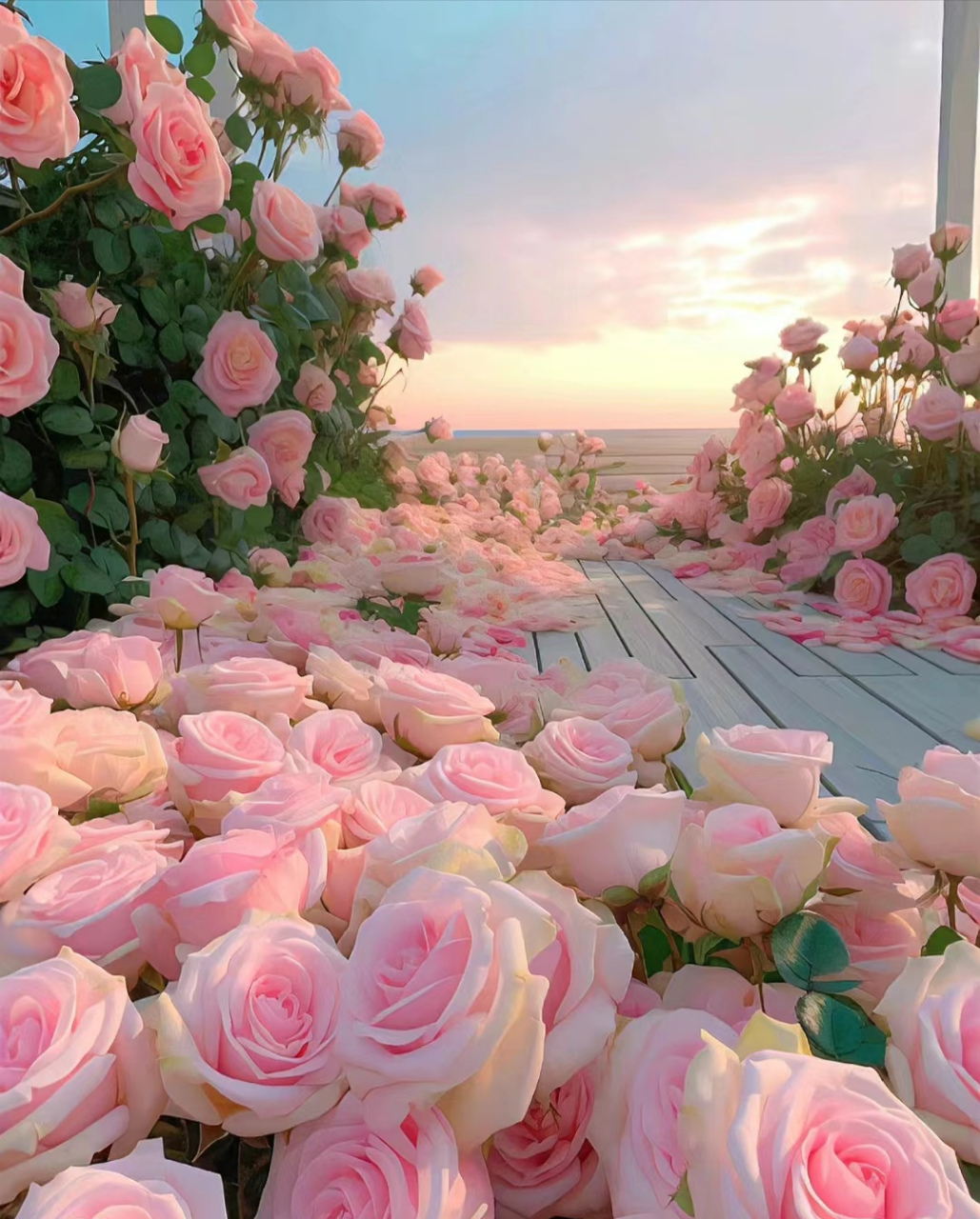 粉色系列的花海