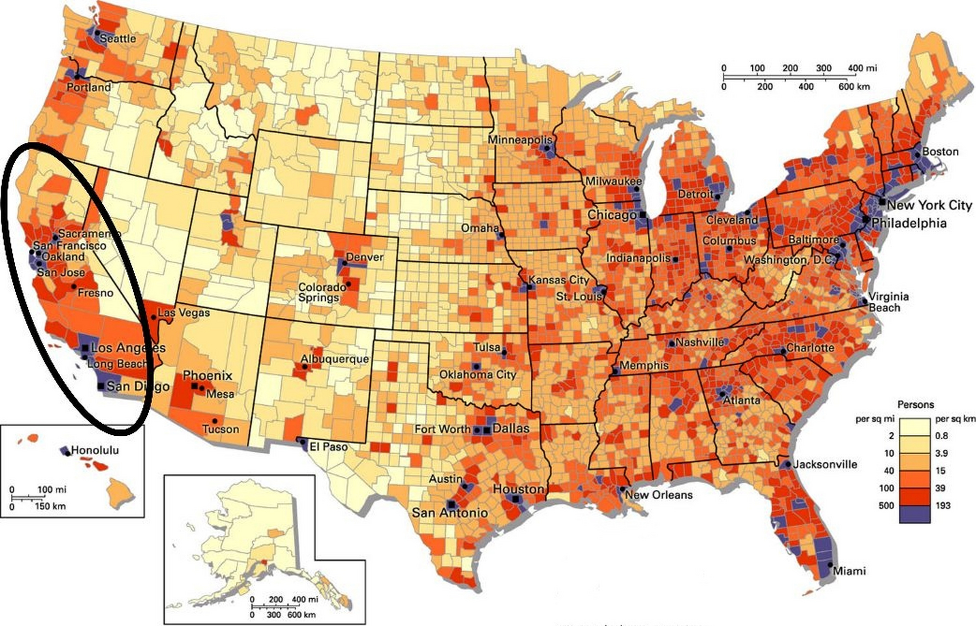 美国人口分布 密度图片