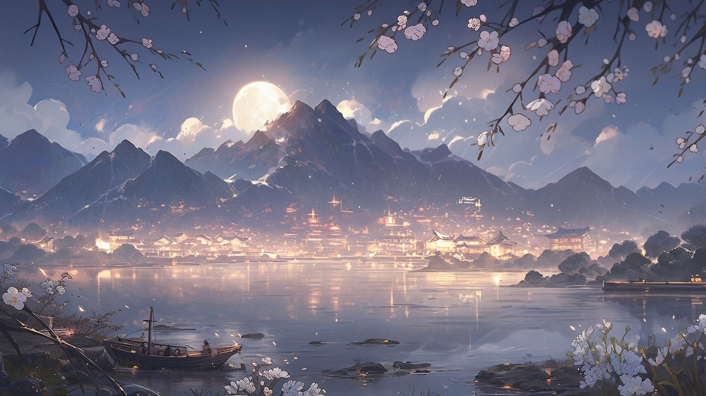 古风壁纸|春江花月夜 #古风小分队# #古风壁纸#  春江潮水连海平,海上