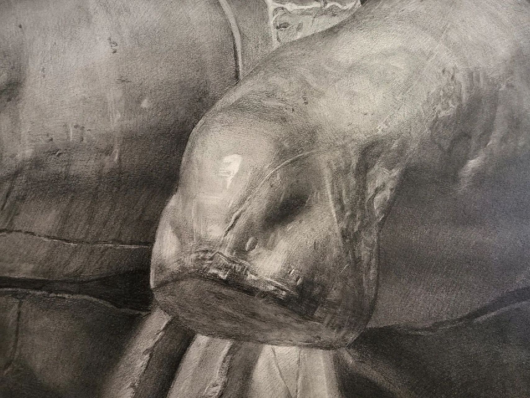 贝维德雷躯干石膏素描,作者用60小时不到时间,全开纸张,铅笔画的.