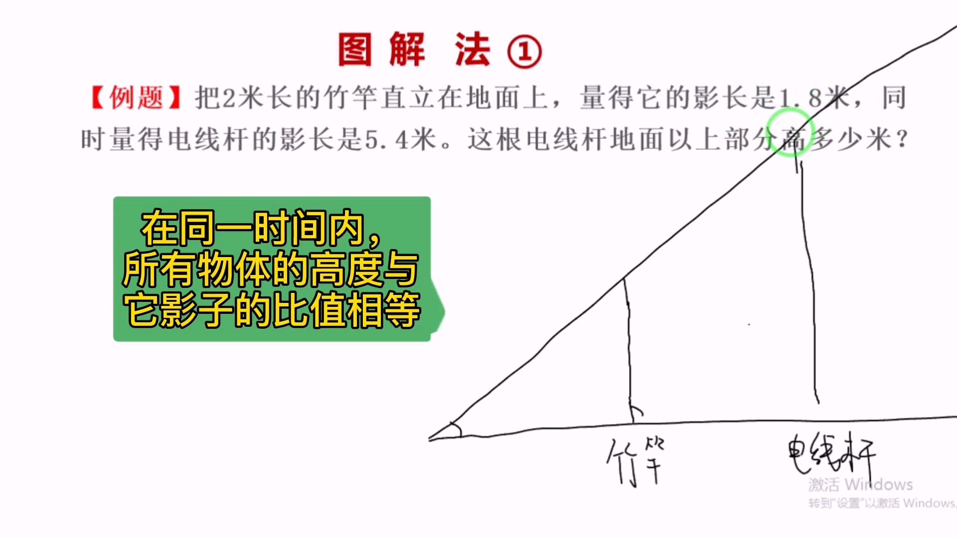 [图]小升初数学竞赛思维训练,图解法,影长同物体高度成正比