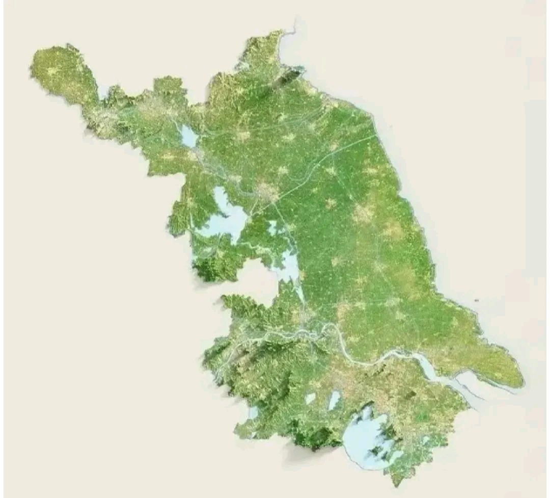 江苏的卫星地形图就知道江苏为何可以千年来位居全国前列