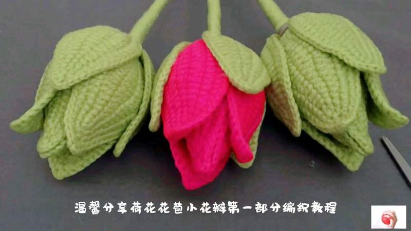 0基础学编织钩针荷花花苞小花瓣第一圈针法如此简单好学