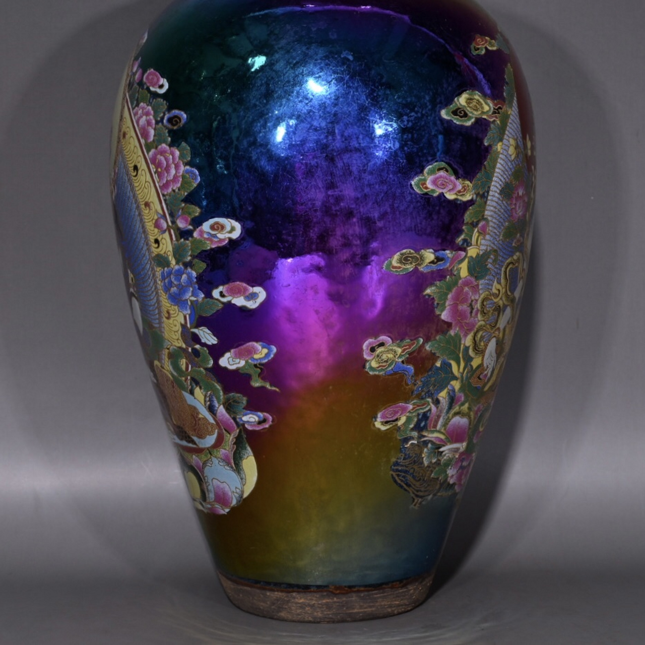 宋代建窑七彩光五彩观音梅瓶(27.5×15cm)