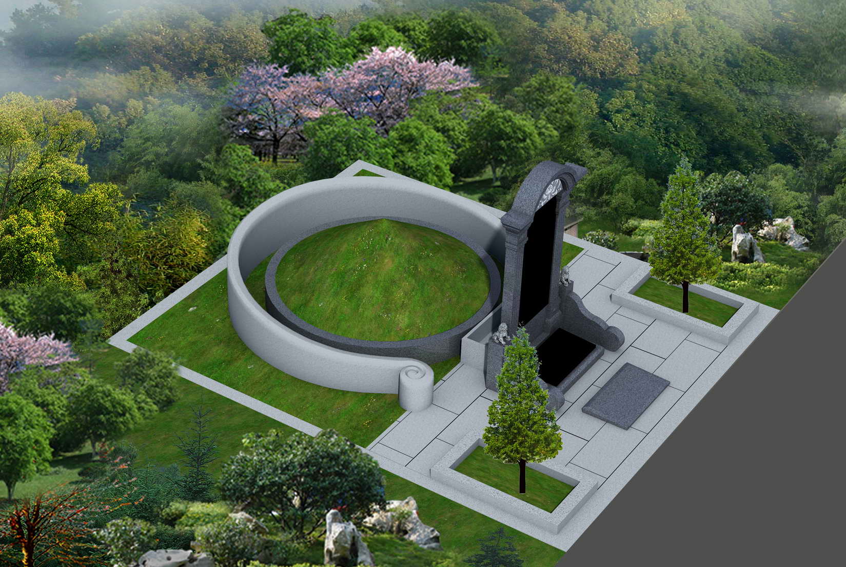 家族墓艺术墓设计-墓地设计风水几大原则