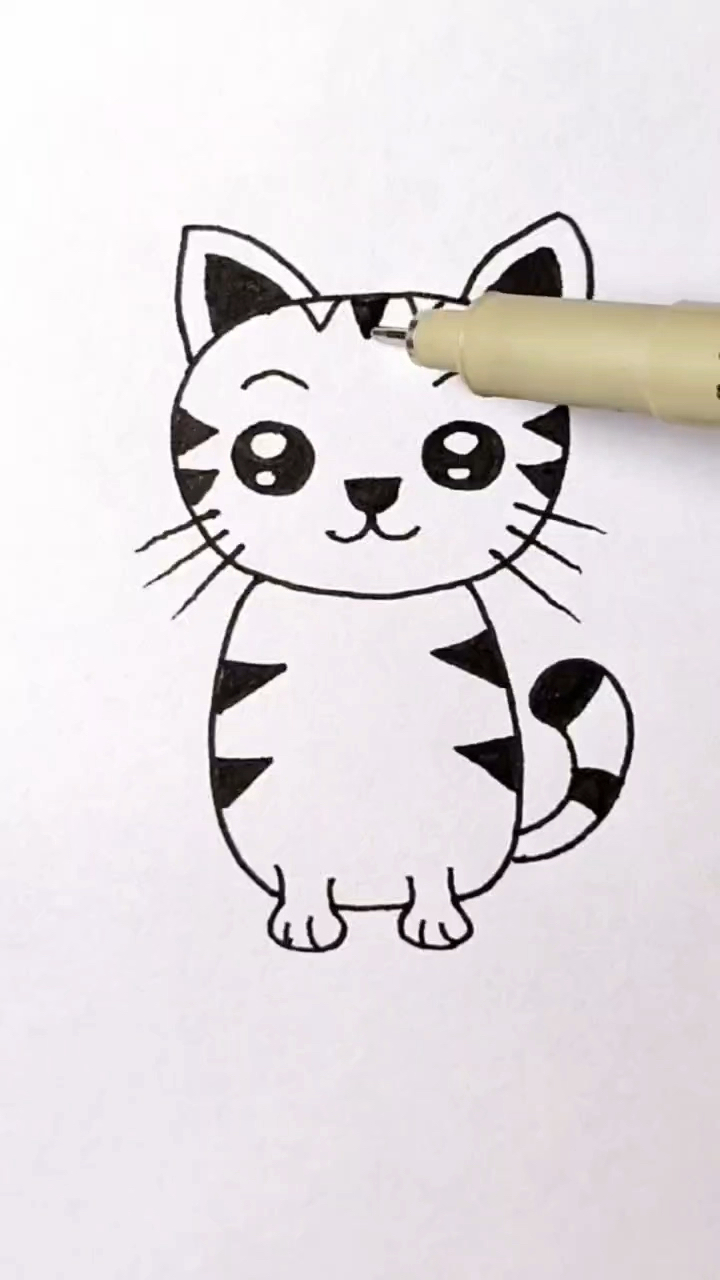 教你画只可爱的小猫咪简单易学的儿童简笔画