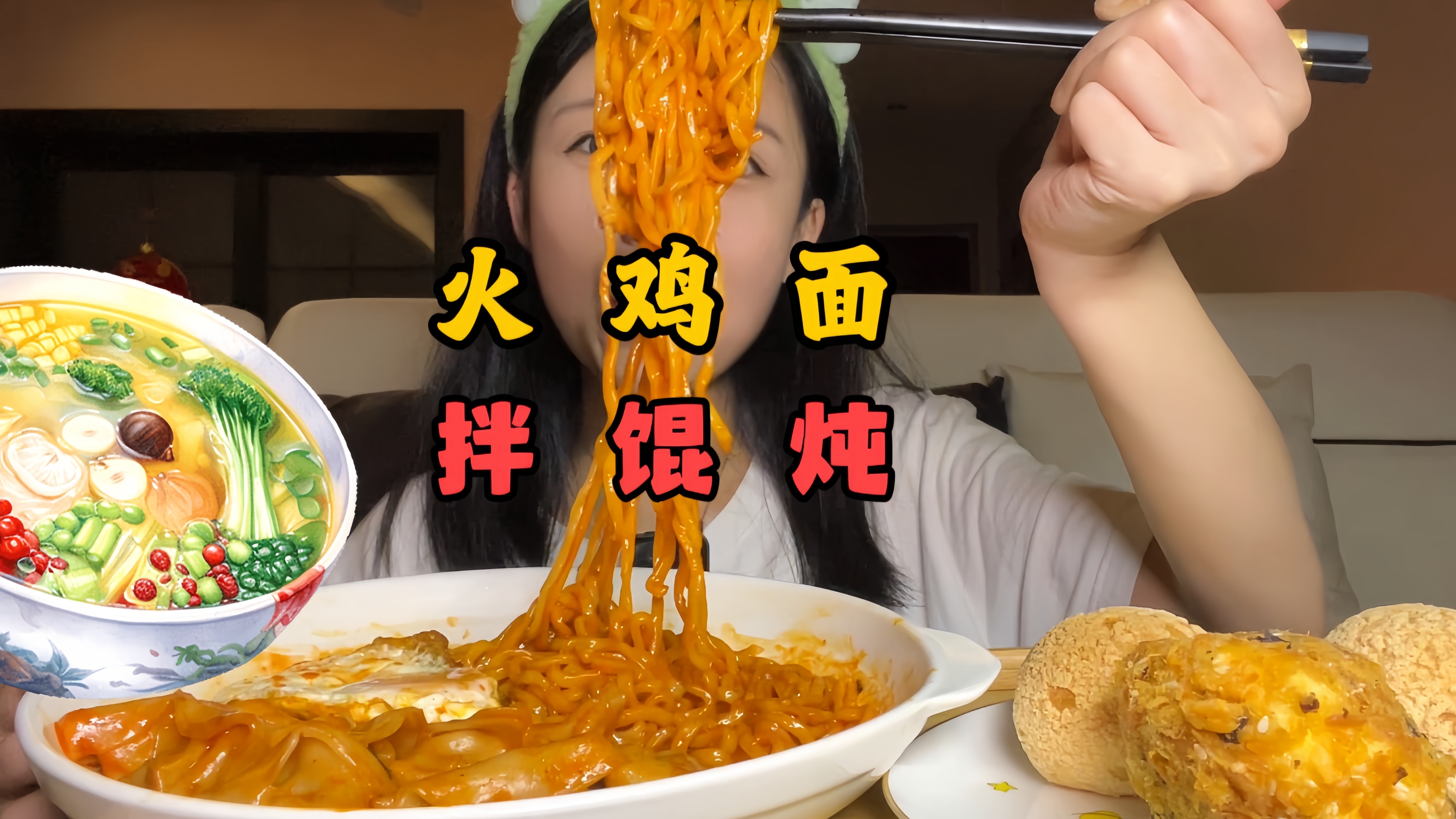 火鸡面拌馄炖加肉松小贝跟冰淇淋泡芙,双重碳水的快乐!