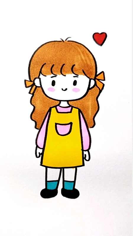 简单的小女孩简笔画,跟我一起画吧