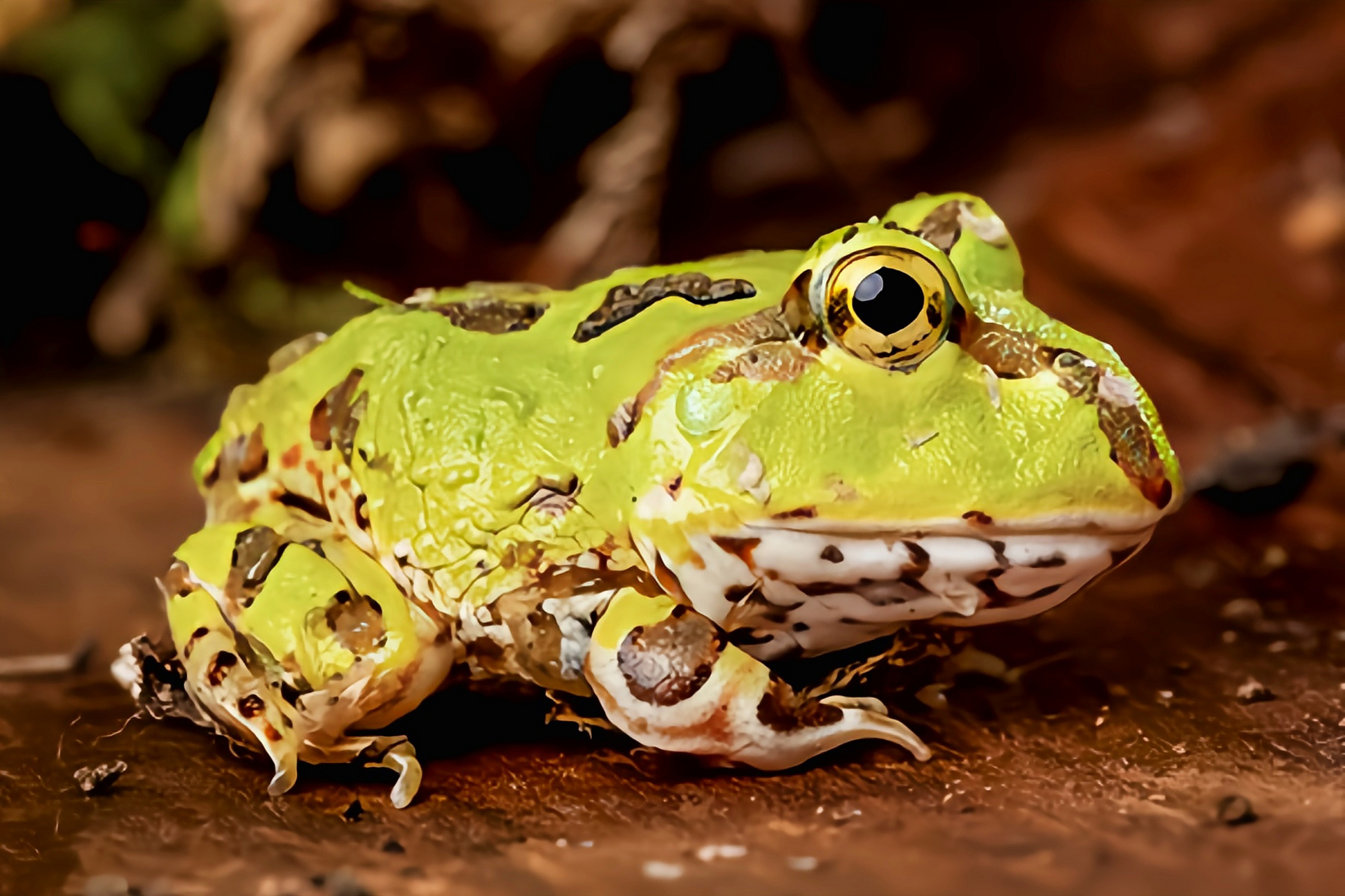 每天认识一种动物——秘鲁角蛙 秘鲁角蛙别名侏儒角蛙,太平洋角蛙,原