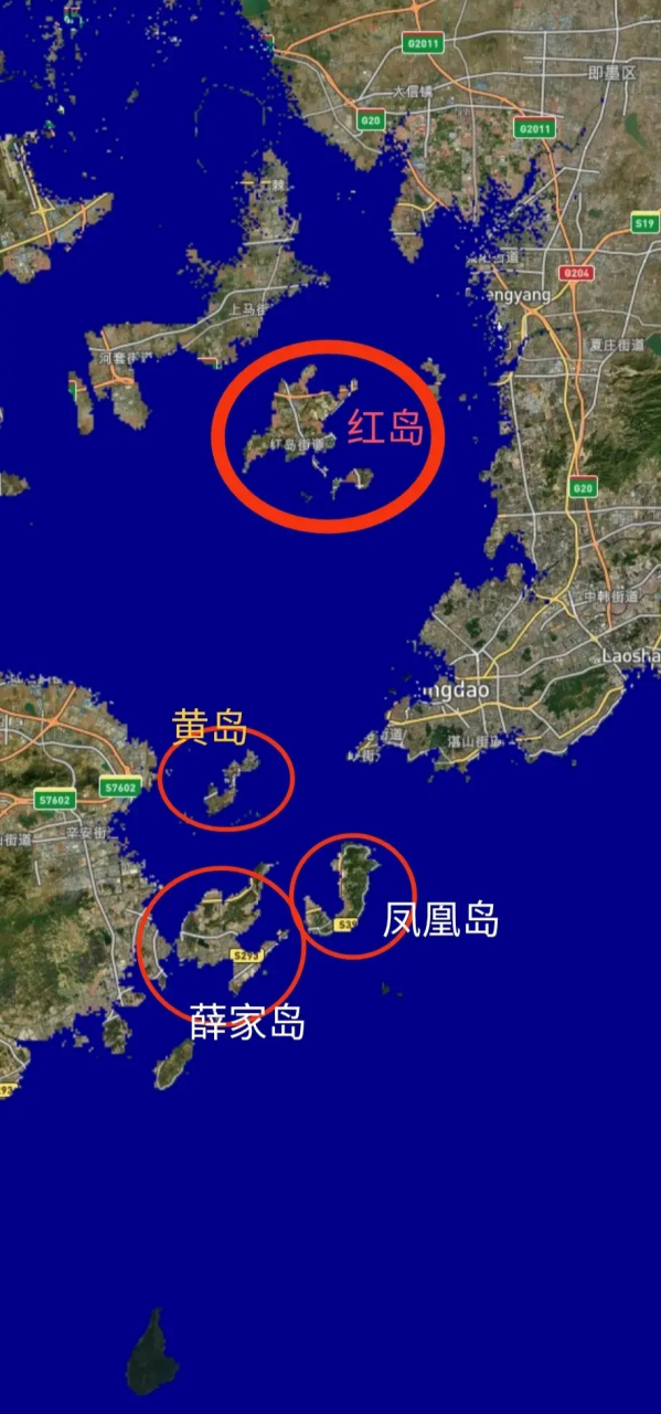 [云喝酒][云喝酒][云喝酒] 海平面上升十米后,青岛的黄岛和红岛都显现