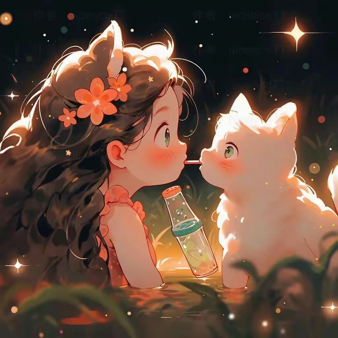 可爱治愈头像:小公主和猫咪,陪伴是最长情的好白#乐享周末分享吧