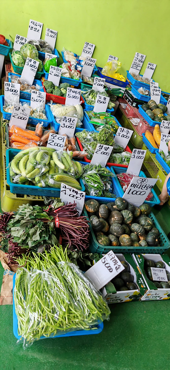 韩国一个地级市天安市的菜市场,1000韩元约为5.