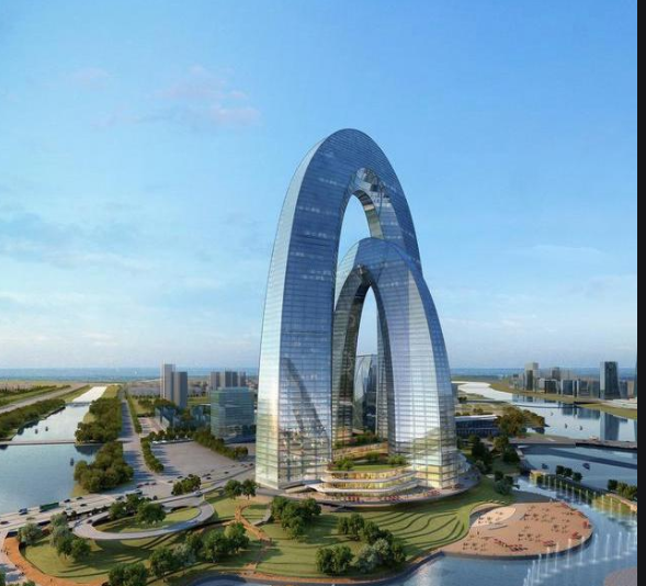 北京正在建立一个新地标——彩虹之门,建筑净高315米,建在通州