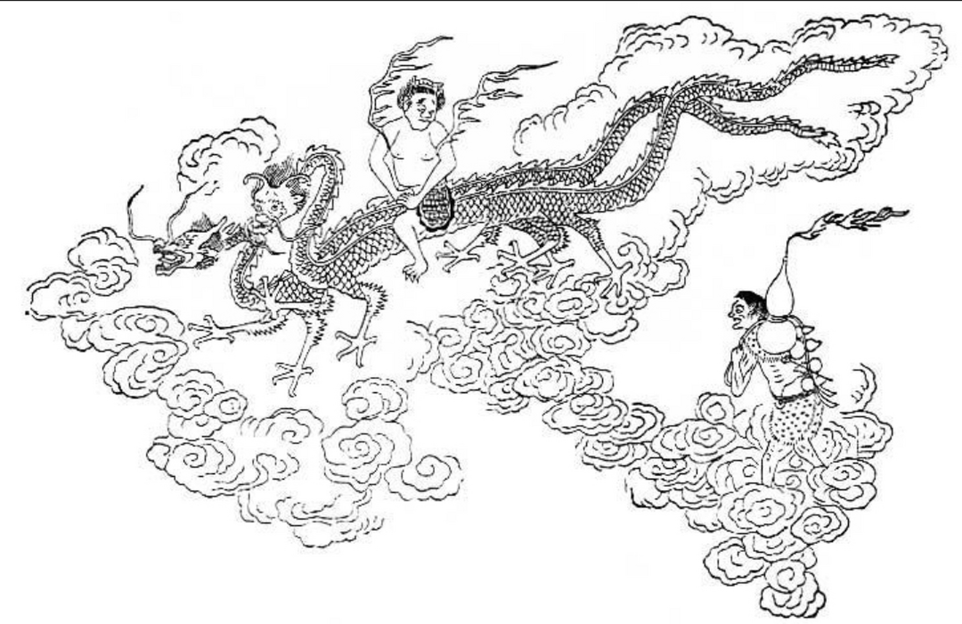 【山海经之人神图–祝融】乘龙火神  《海外南经》 曰:南方祝融,兽身
