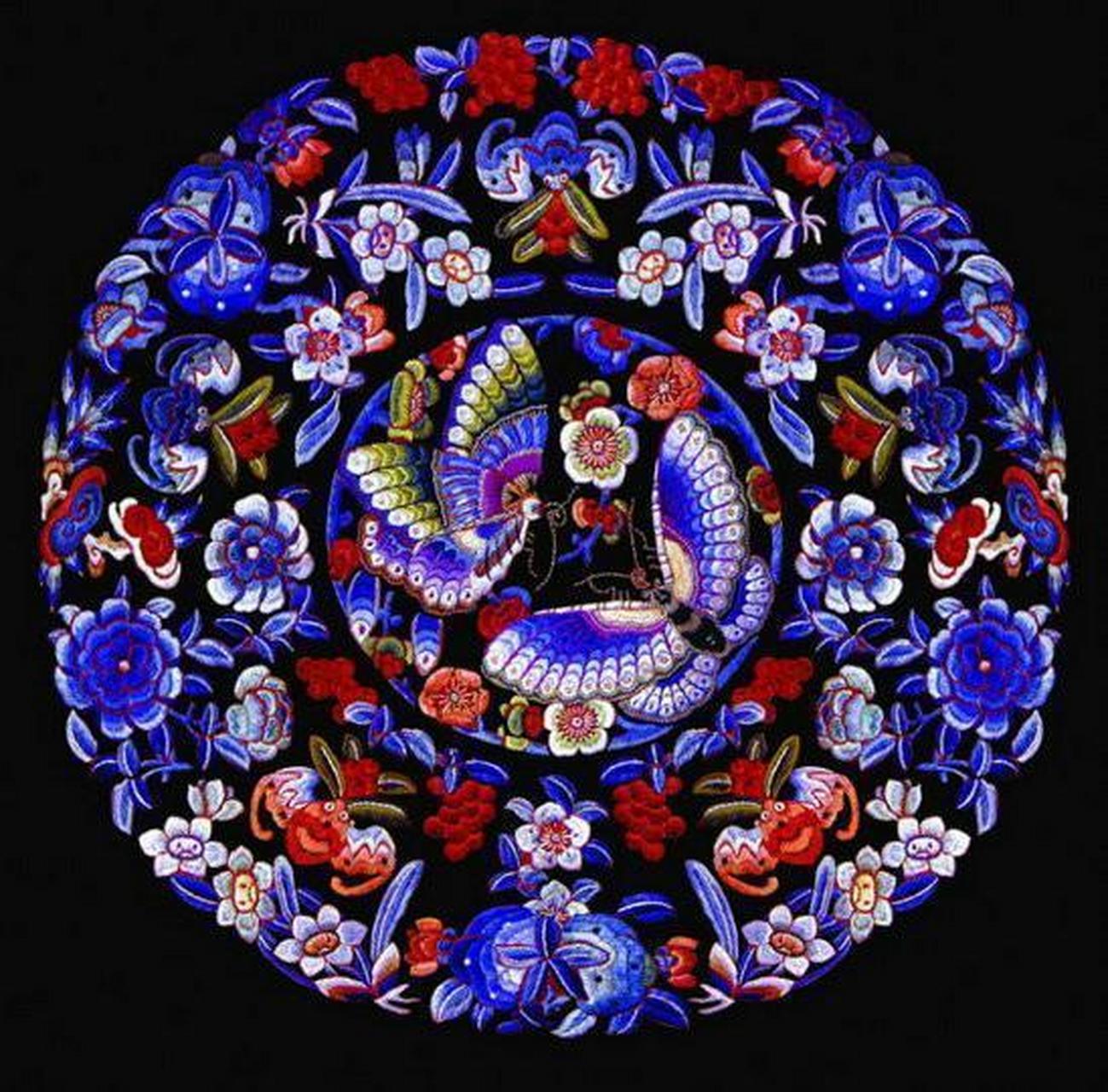 中国传统吉祥团花刺绣纹样欣赏 676767 #绘画欣赏