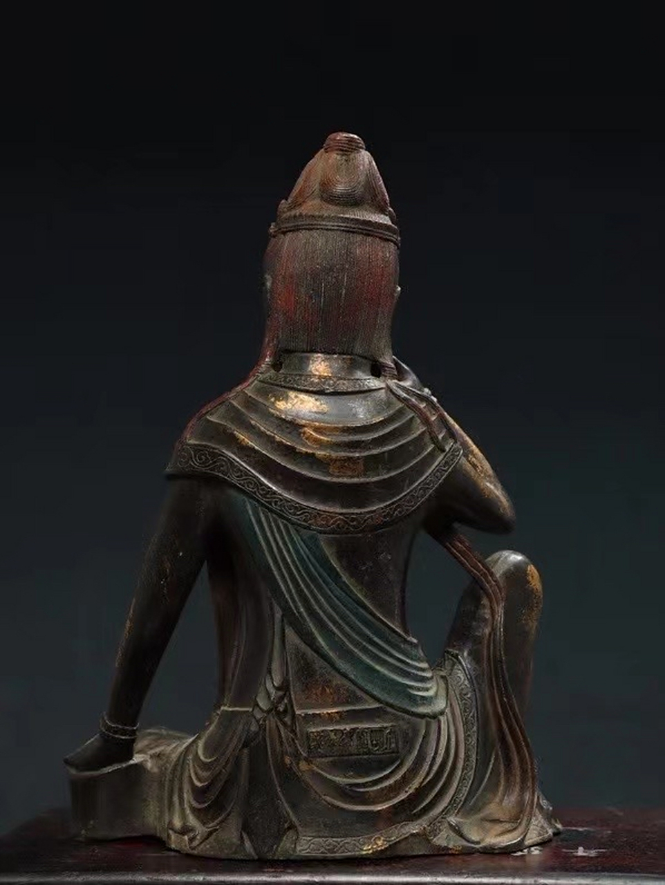 居家供奉宗教佛像   铜 拓金 【自在观音】 造像 尺寸:高33厘米  宽24