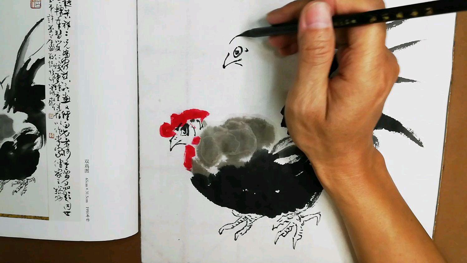 学习李苦禅画鸡,上淡下浓,看看这个画法和别人有何不同