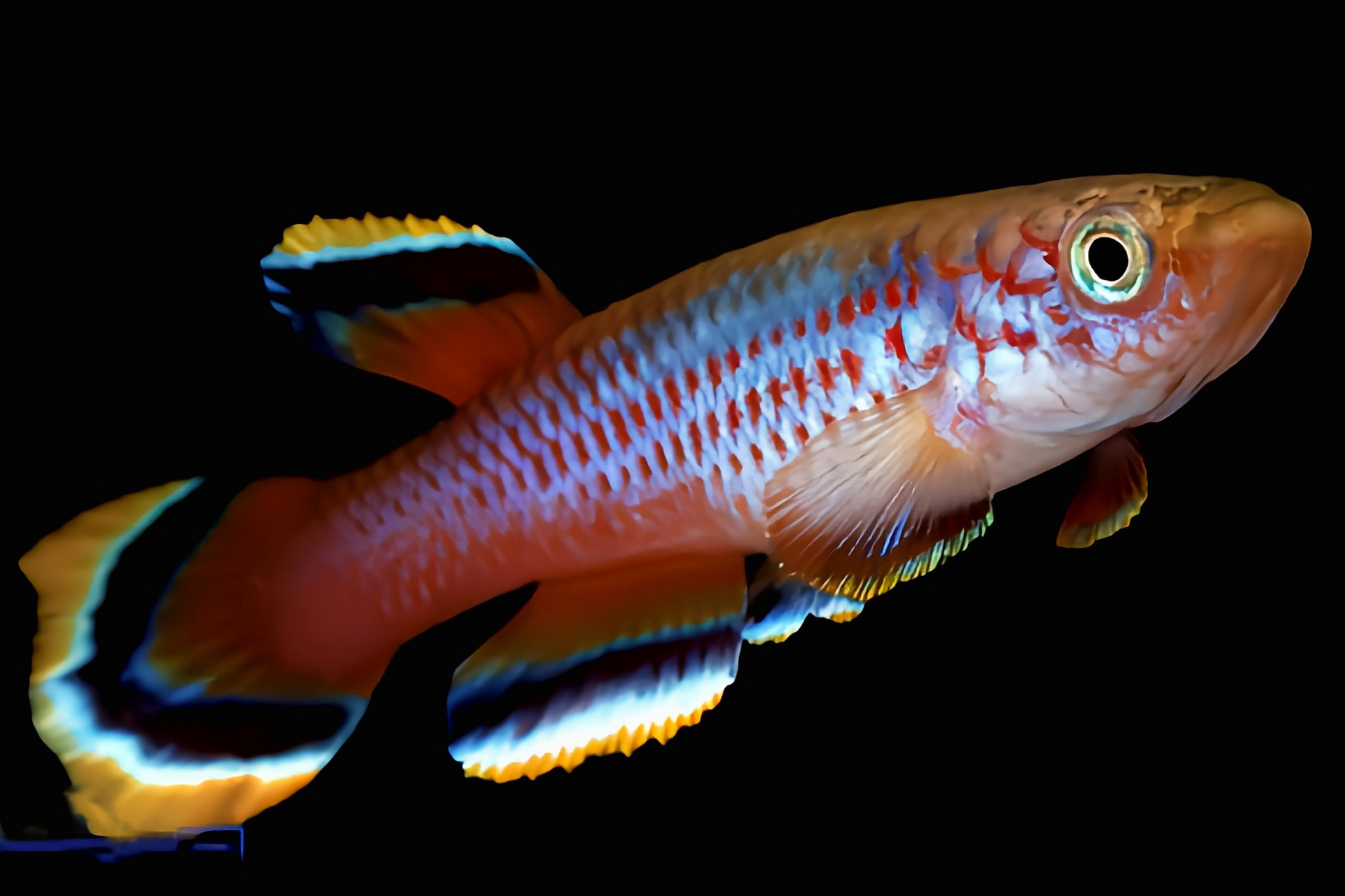 每天认识一种动物——爱琴鱼 爱琴鱼别名雪丽旗鳉鱼,原产于非洲西部