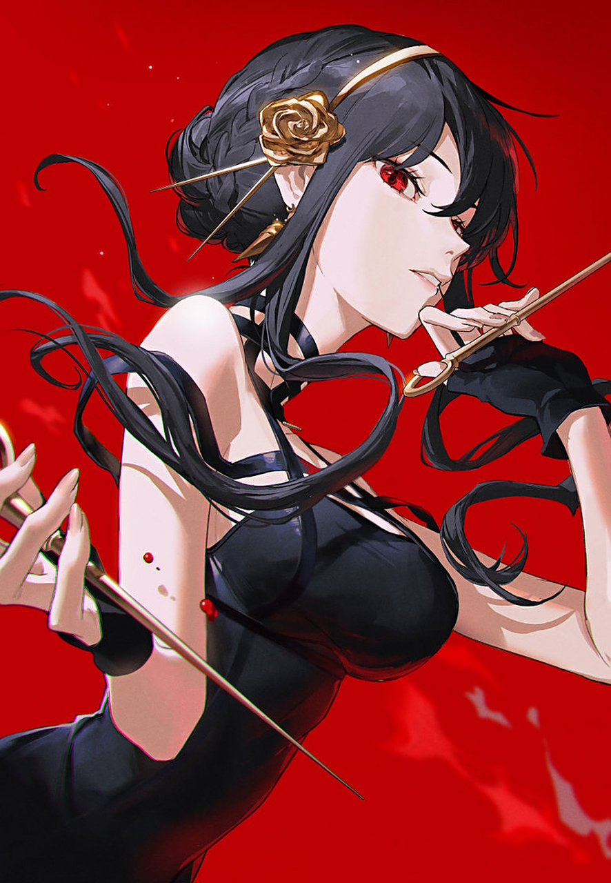 黝黑乌亮的黑发将那醒目的眼眸衬得更加鲜红,看起来冷静却妖异,有种