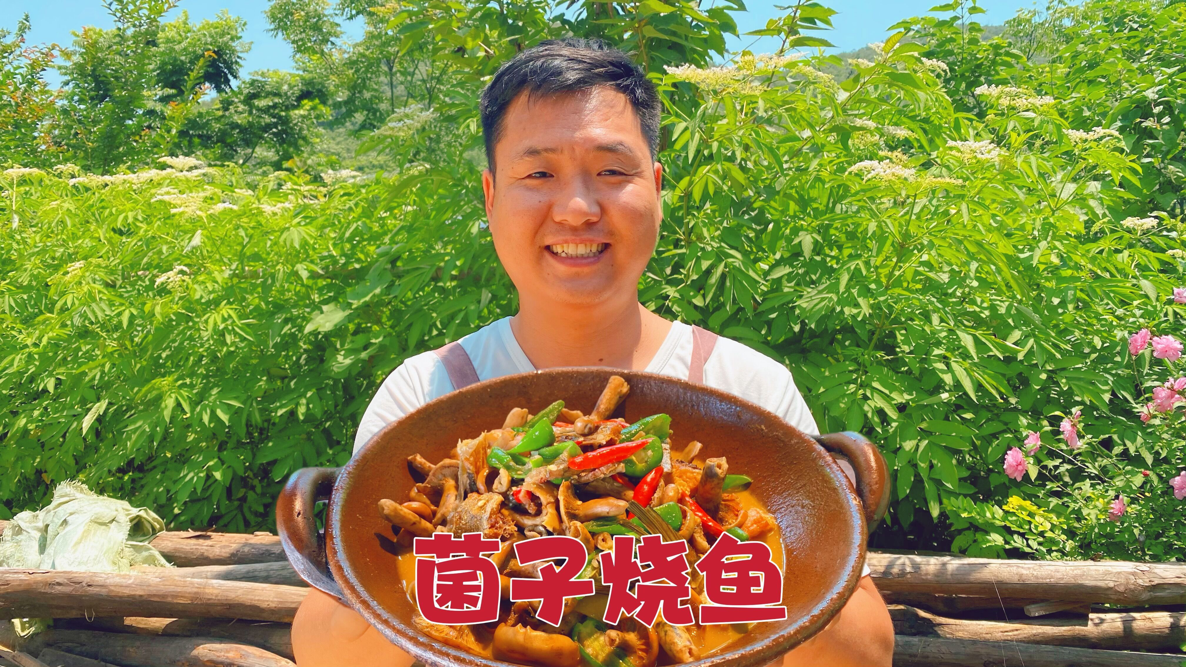 捡些松树菌回家烧翘嘴鱼,汤鲜味美下饭真爽