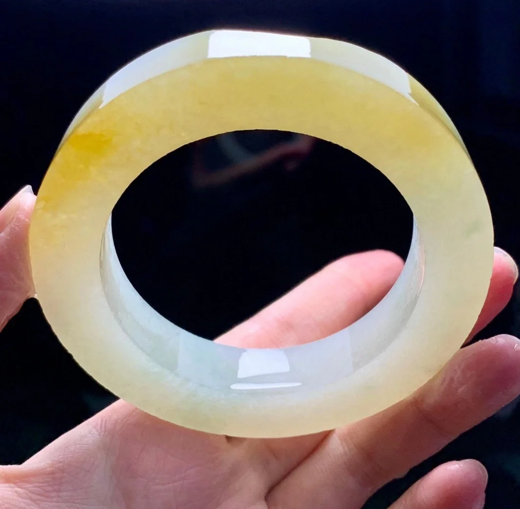 冰黄翡翠手镯胚