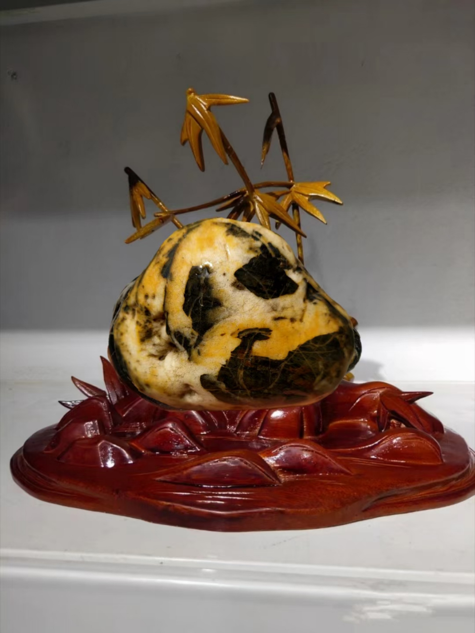 奇石 画面石  熊猫