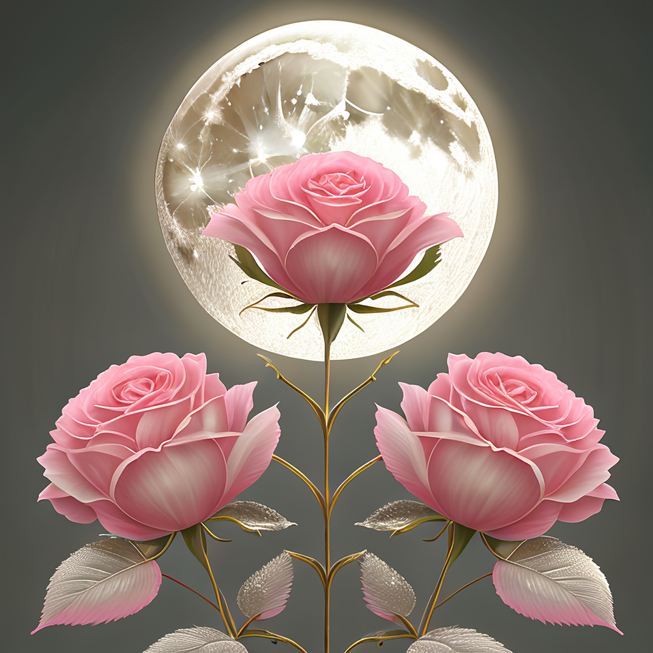 月光下的粉玫瑰.