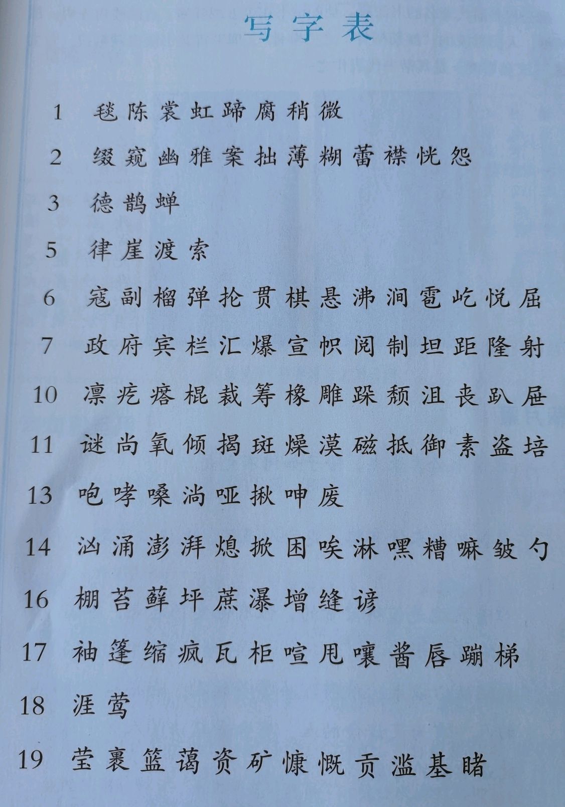 六年级上册语文生字表(部编人教版)