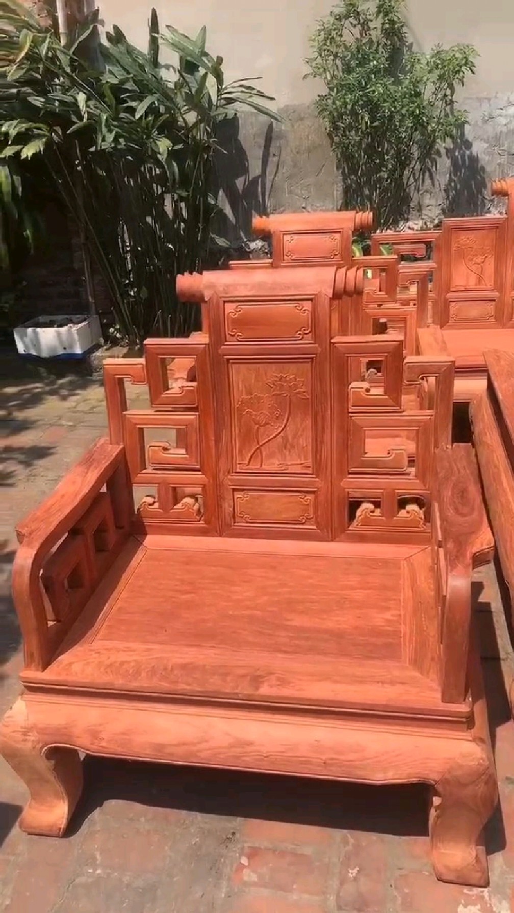 缅甸花梨木,学名(大果紫檀)卷书沙发老料10件套