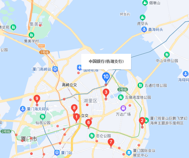 中国银行厦门网点分布?