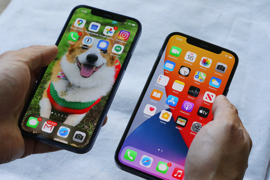 苹果上周发布了iPhone 12(左)和iPhone 12 Pro(右)。