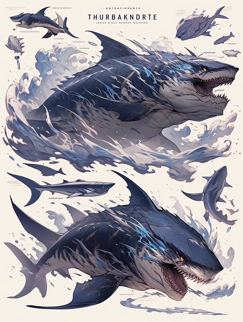 如果鲨鱼真的变异了 #二次元 #怪物设计 #核污水 #日本排放核废水 #ai